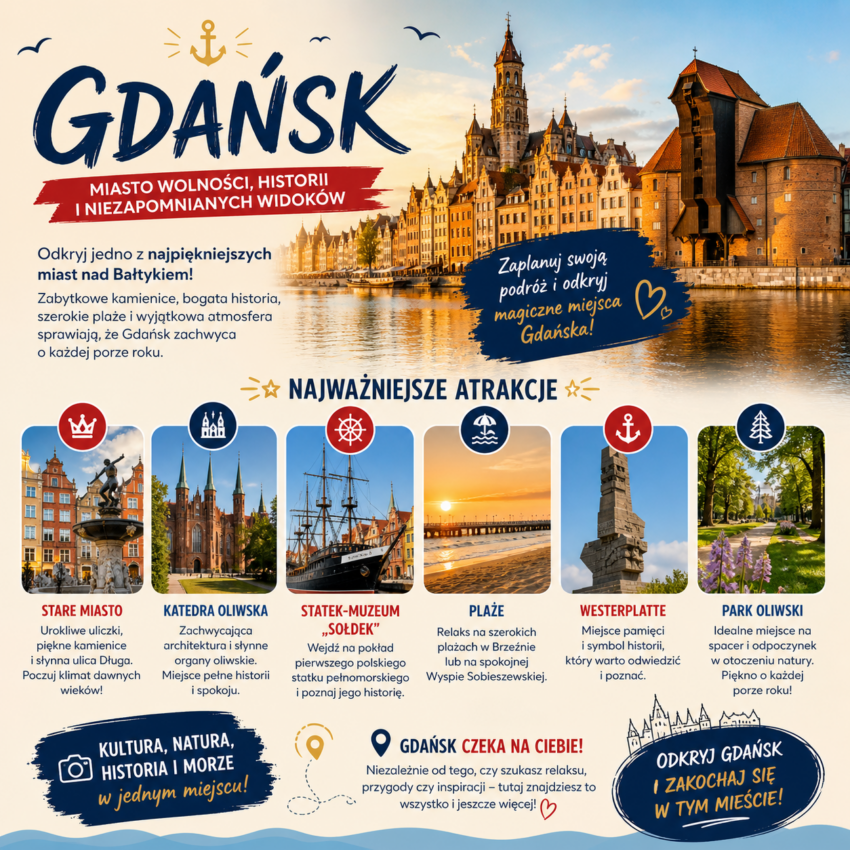 Atrakcje Gdańsk – plaża, Stare Miasto, Westerplatte
