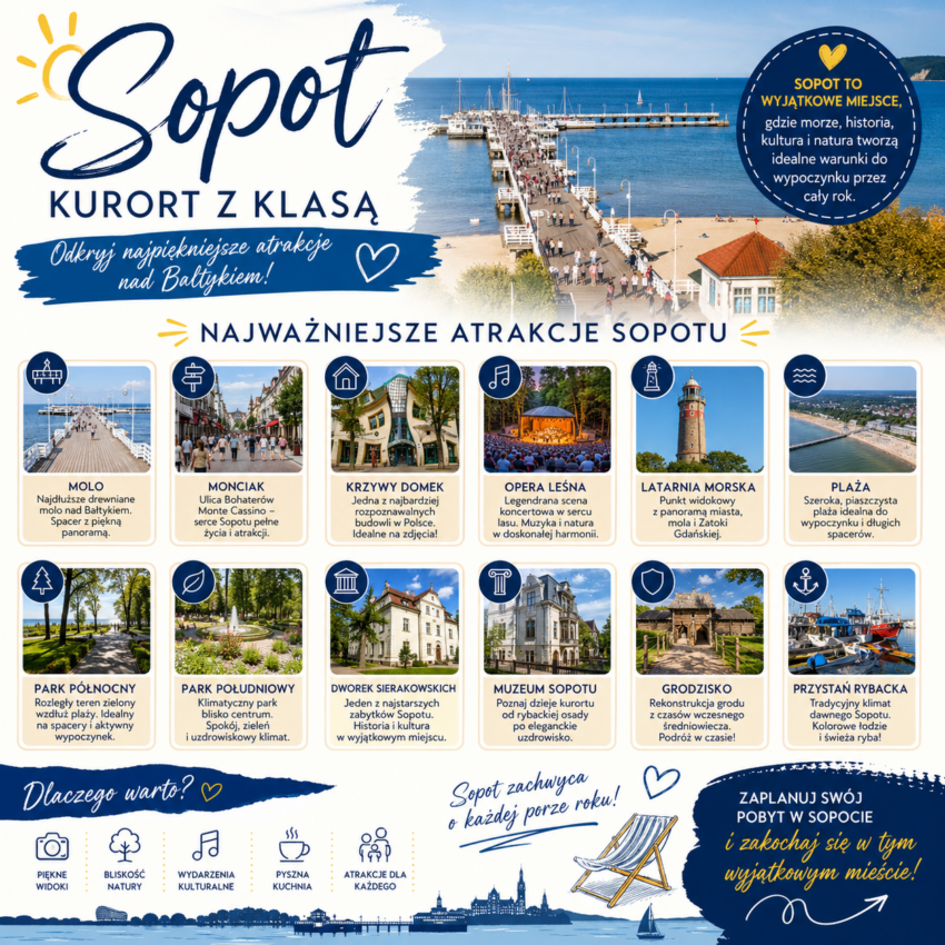 Atrakcje Sopotu – plaża, molo i Monciak